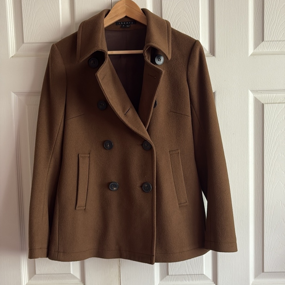 Ann Taylor Double-Breasted Wool Peacoat - Brown